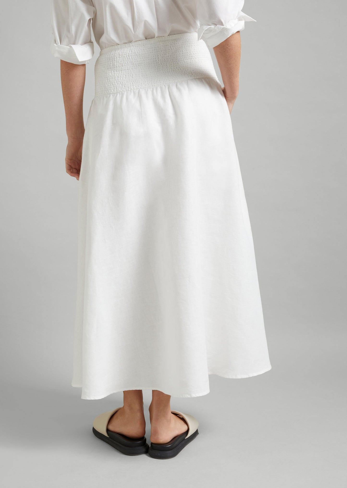 Linen Shirred Waist Skirt