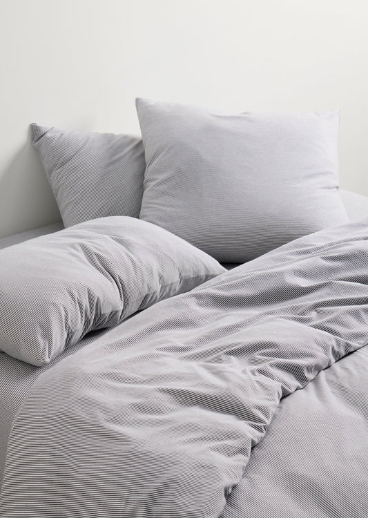 Dream - Coal Stripe Organic Cotton Jersey Quilt Cover
