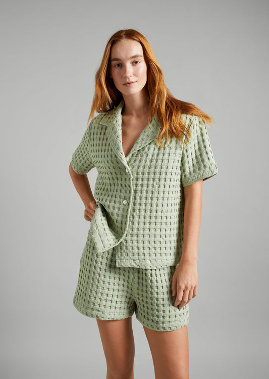 Textured Waffle SS Shirt