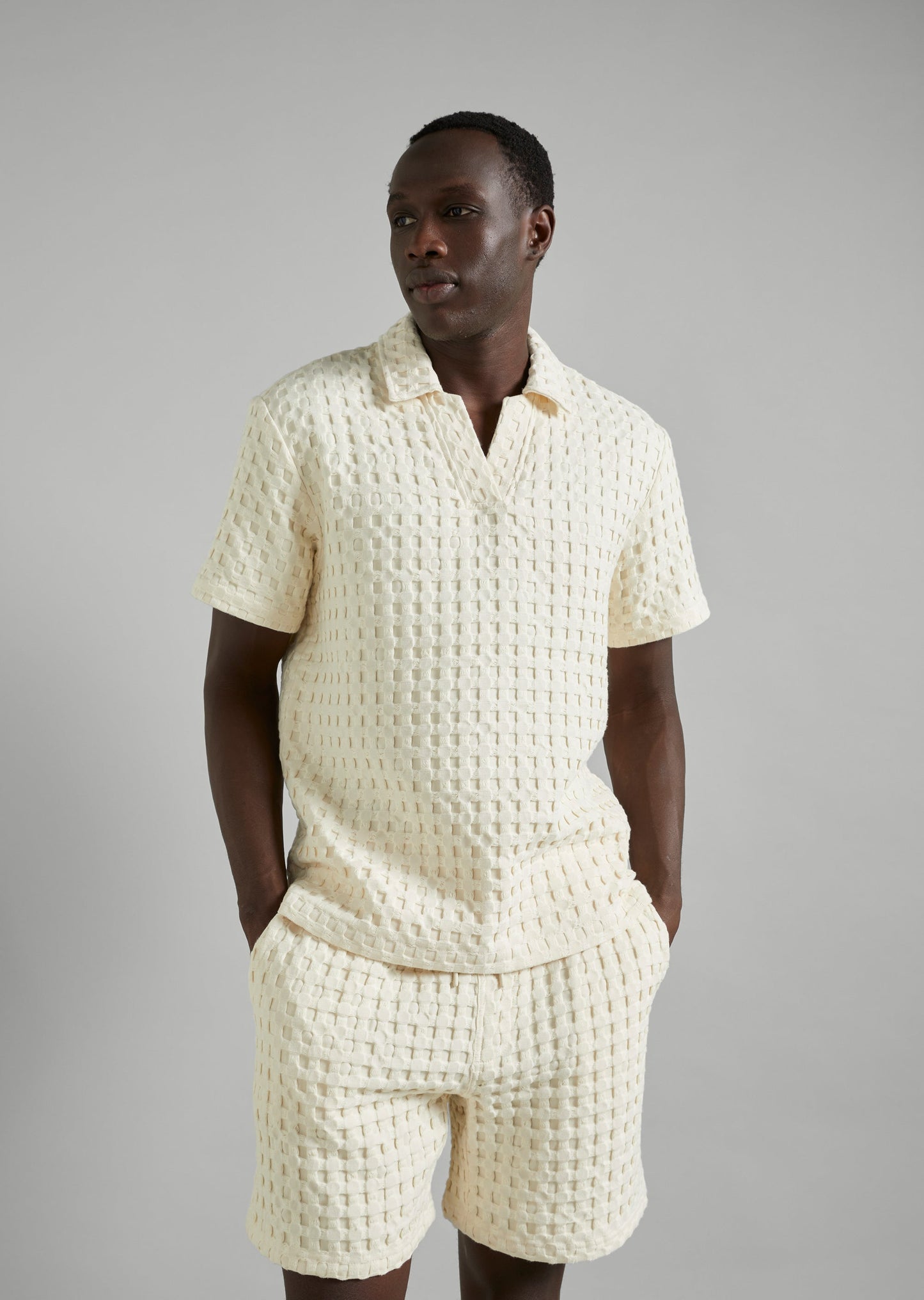 Textured Waffle Polo