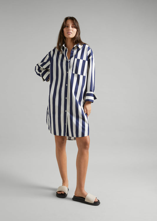 Aura Cotton Stripe Shirt Dress