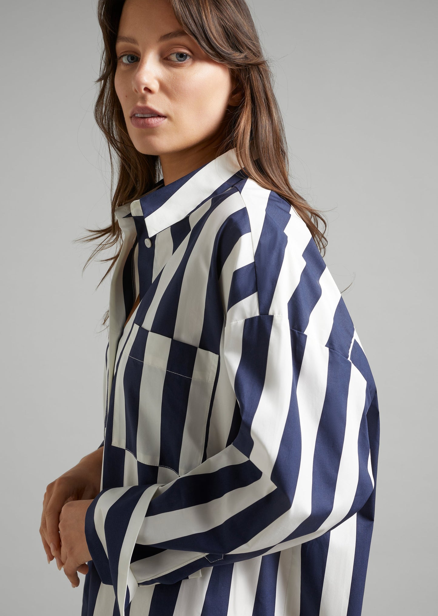 Aura Cotton Stripe Shirt Dress