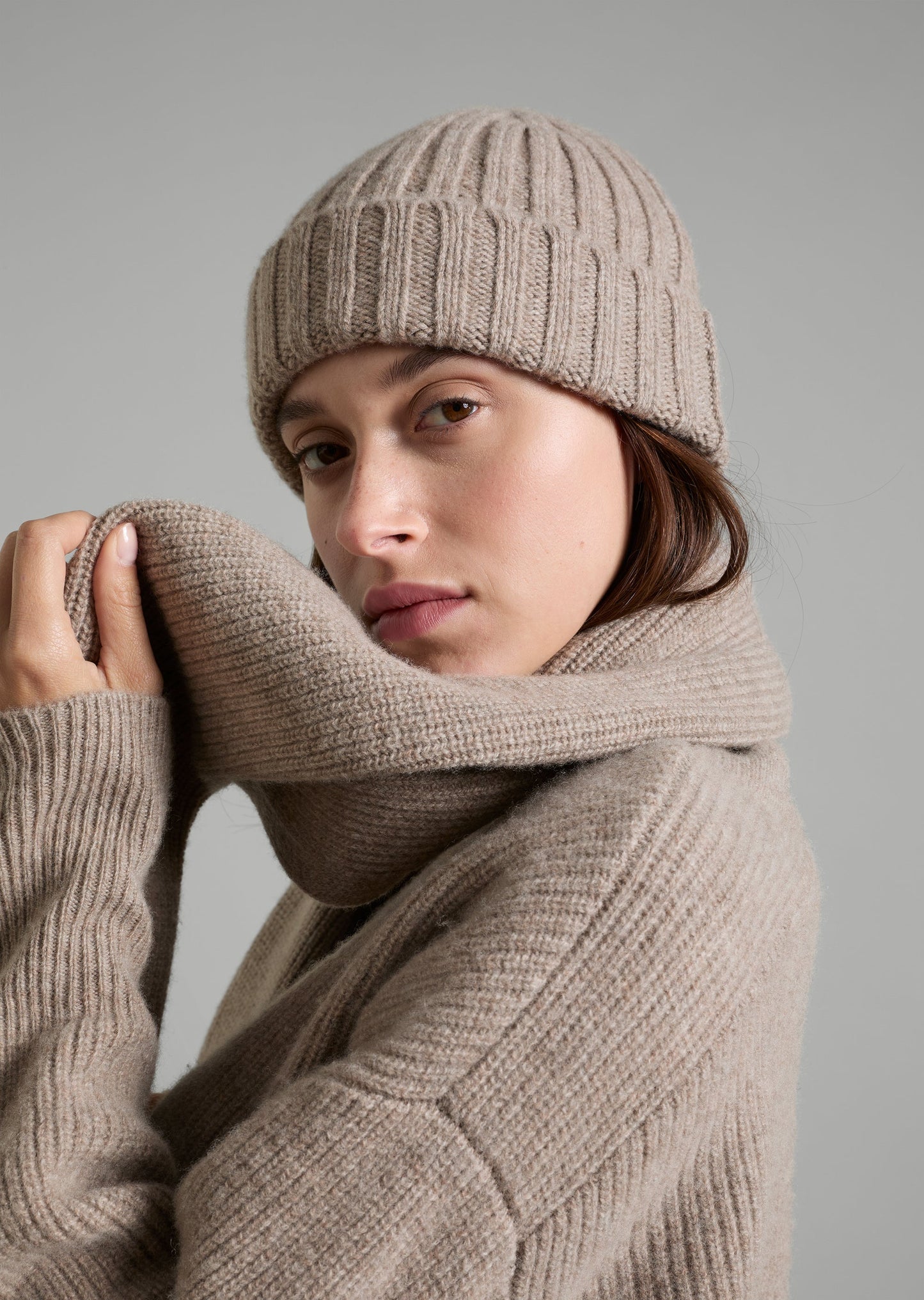 Lambswool Rib Knit Beanie