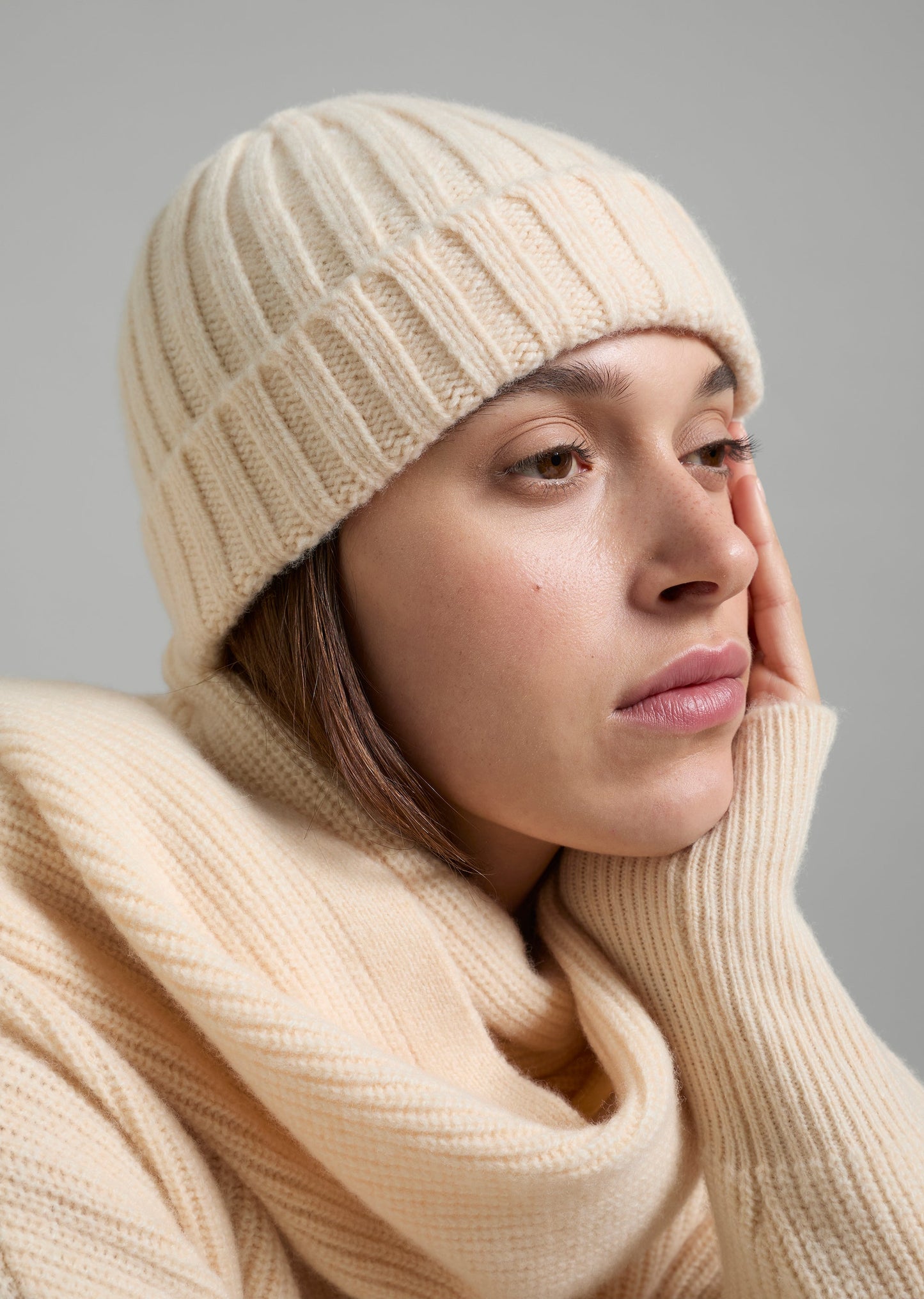 Lambswool Rib Knit Beanie