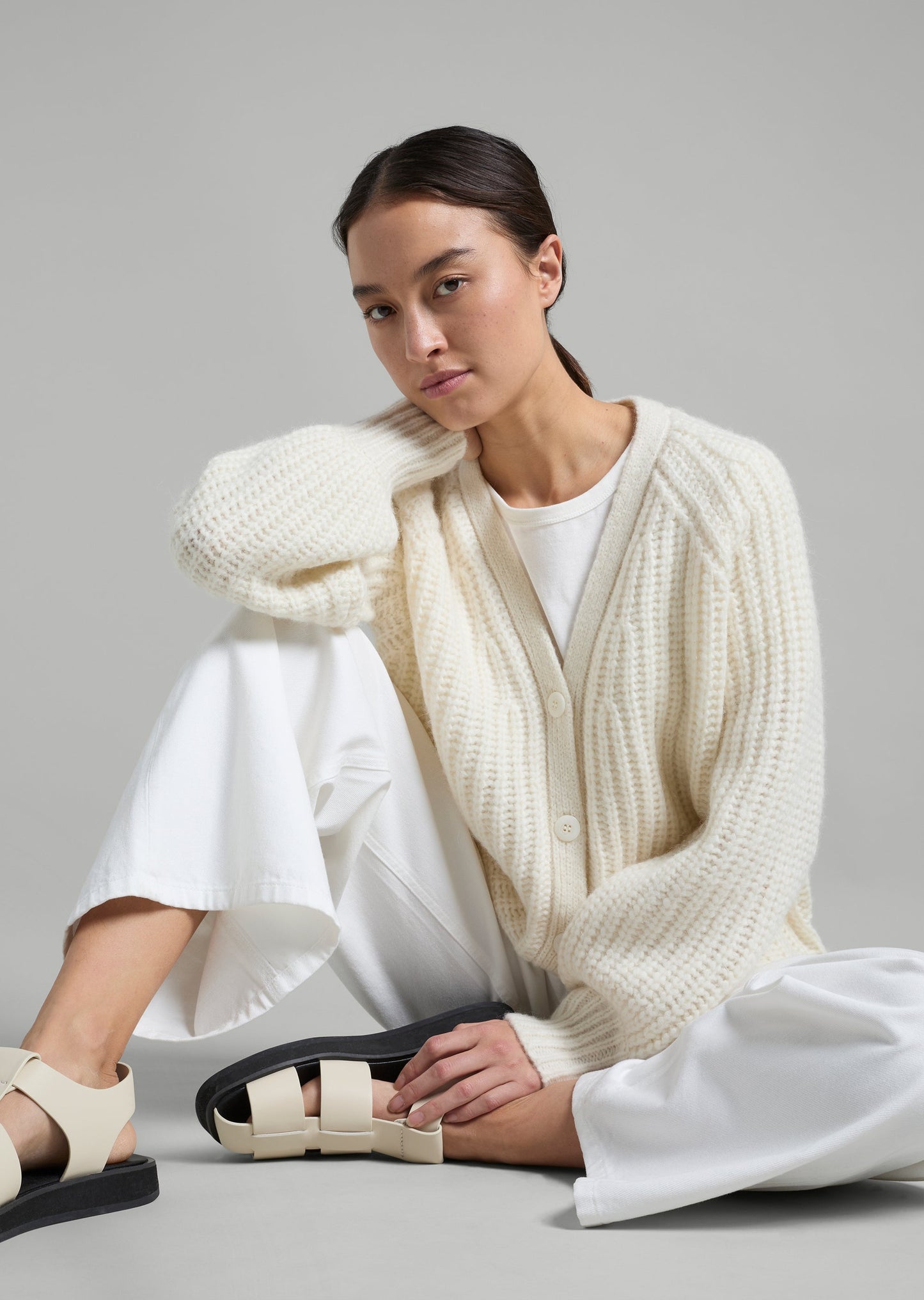 Rib V Neck Cardigan