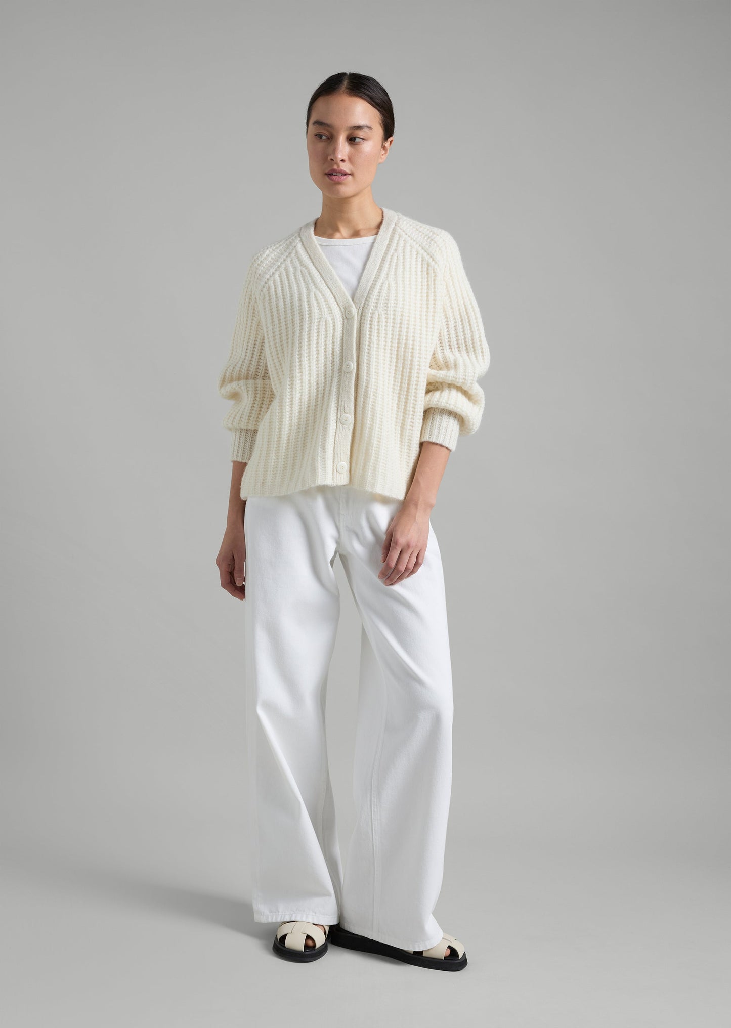 Rib V Neck Cardigan
