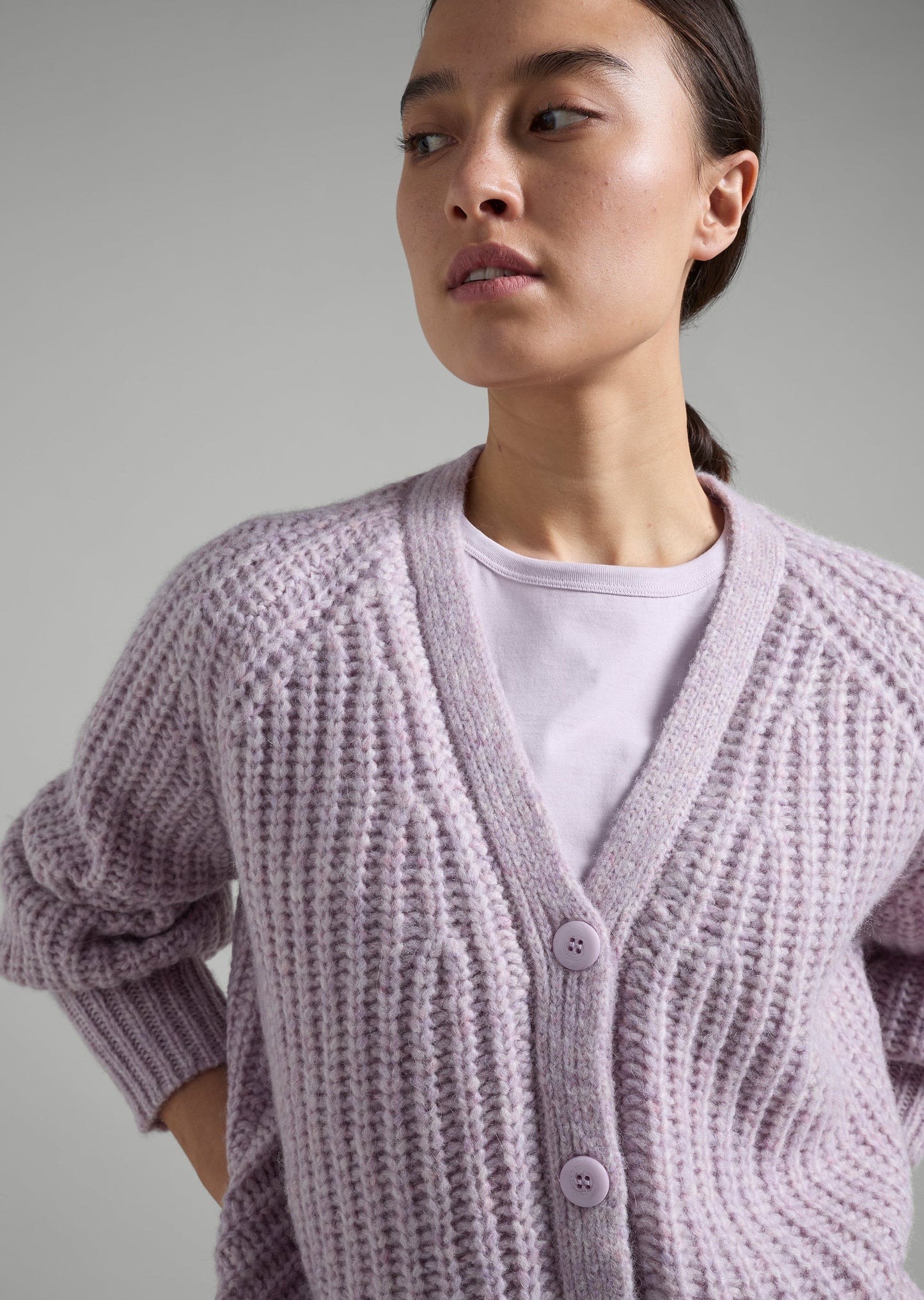 Rib V Neck Cardigan