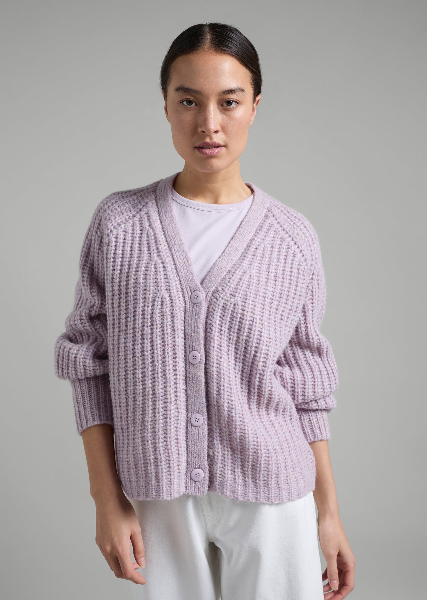 Rib V Neck Cardigan